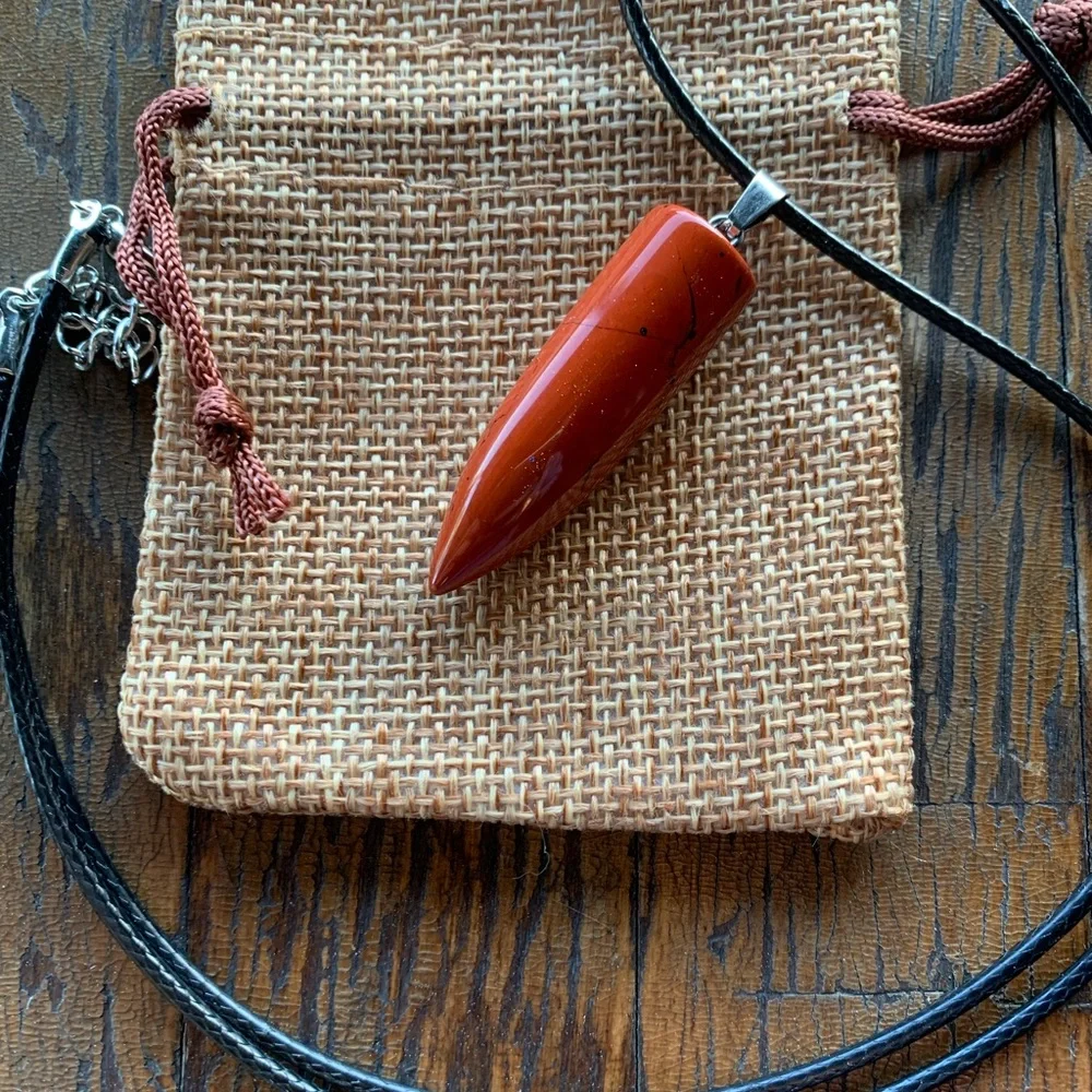 Red Jasper Bullet Necklace Crystals for Men Unisex Crystal Necklace Aries Gift